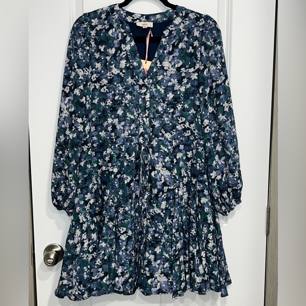 Entro Women’s SZ Small Babydoll Bubble Dress Floral Flowy Balloon Sleeve - Picture 2 of 5